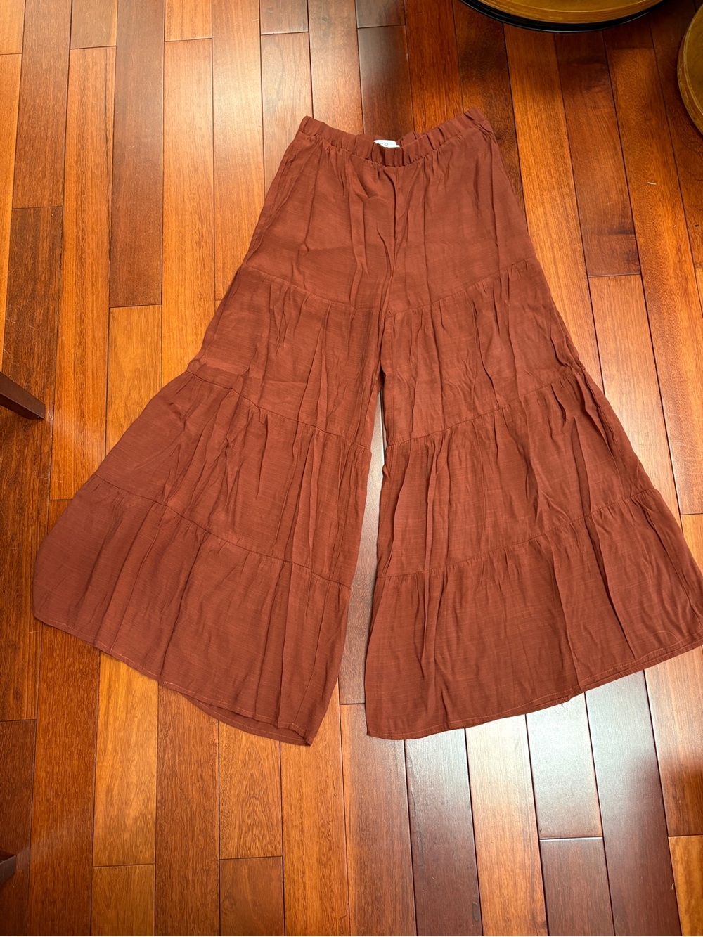 cleo Wide-Leg Tiered Palazzo Pants - Brown/Rust